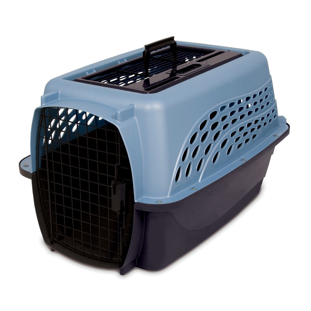 Petmate 2-Door Top Load Kennel, 24 inch, Blue/Coffee - Small Dog & Cat Carrier