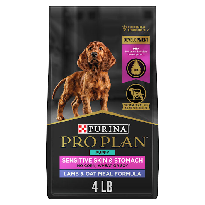 Purina Pro Plan with Probiotics  Sensitive Stomach Dry Puppy Food  Sensitive Skin & Stomach Lamb & Oat Meal - 4 lb. Bag