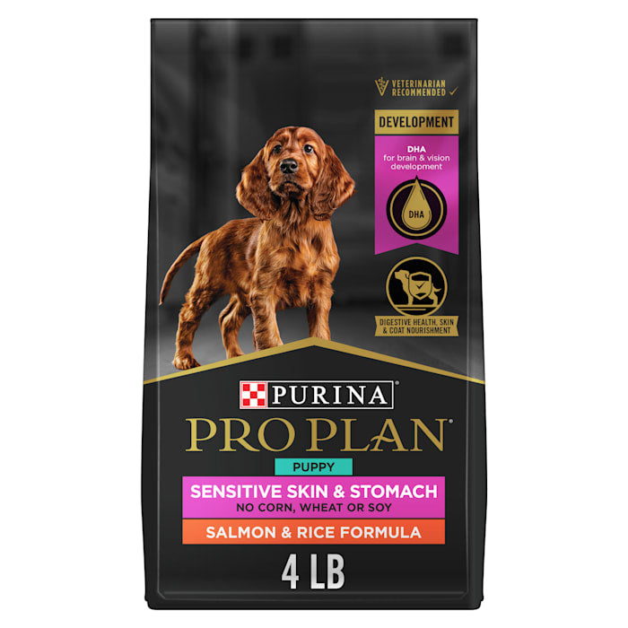 Purina Pro Plan Probiotic  Sensitive Stomach Dry Puppy Food  Sensitive Skin & Stomach Salmon & Rice Formula  4 lb. Bag