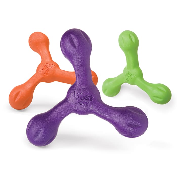 West Paw Skamp Dog Toy - Zogoflex Echo - Fetch, Tug, Chew - Large, Eggplant