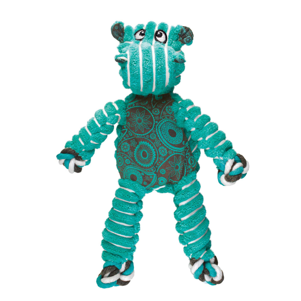 KONG Floppy Knots Hippo Dog Toy - Small/Medium - Durable Plush Squeaky Toy for Dogs
