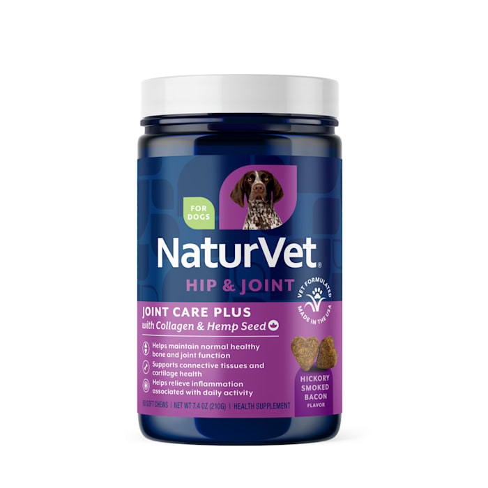 NaturVet Hemp Advanced Joint Health Dog Chews - 60 Count - Glucosamine, Chondroitin, MSM, Collagen, Omegas