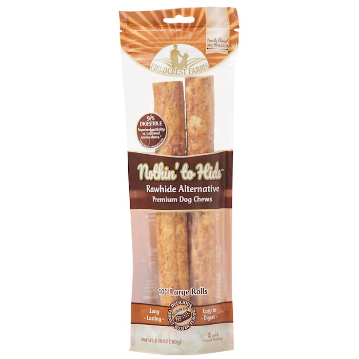 Fieldcrest Farms Nothin' to Hide Peanut Butter Roll Dog Treat - 2 Pack, 10 Inch Rawhide Alternative Chews