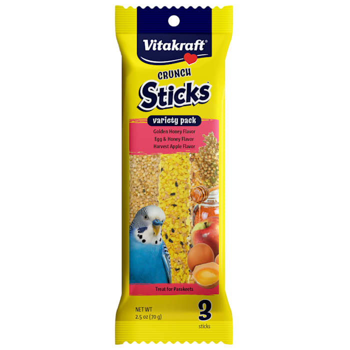 Vitakraft Crunch Sticks Variety Pack - Parakeet Treats (Honey, Egg, Apple) - 2.5 oz, 3 Count