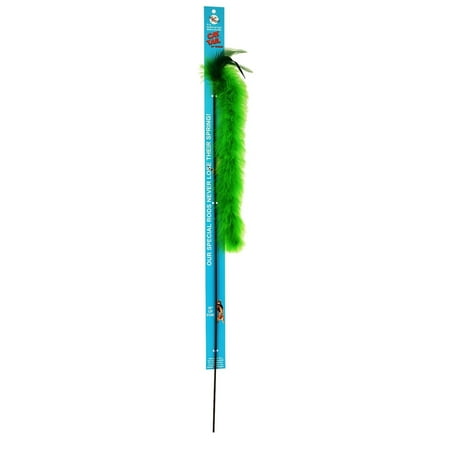 Go Cat Long Cat Tail - 36" Cat Toy Teaser Wand - Interactive Feather Toy for Cats