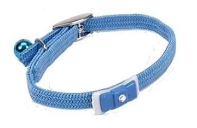 Coastal Li'l Pals Kitten Collar - Elastic, Jeweled Bow, Light Blue, 5/16" x 8" Safety Collar