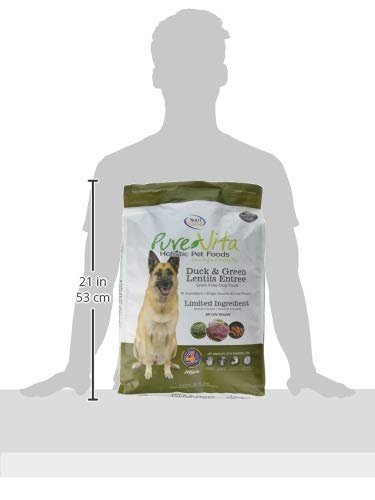 Pure Vita Grain Free Duck & Green Lentils Recipe Dry Dog Food, 15 lb