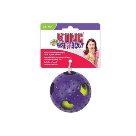 KONG Cat Bat-A-Bout Flicker Disco Toy - Motion Activated Light-Up Catnip Ball
