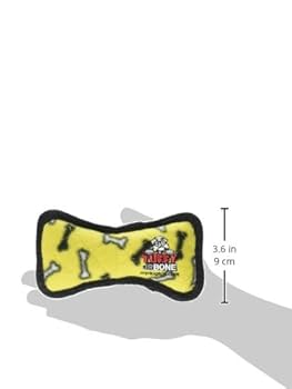 Tuffy Junior Bone Dog Toy - 6.5 inch Durable Plush Yellow Bone