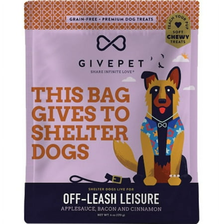 GivePet Grain-Free Off-Leash Leisure Dog Treats, 6 oz - Soft Chews, Applesauce, Bacon & Cinnamon Flavor