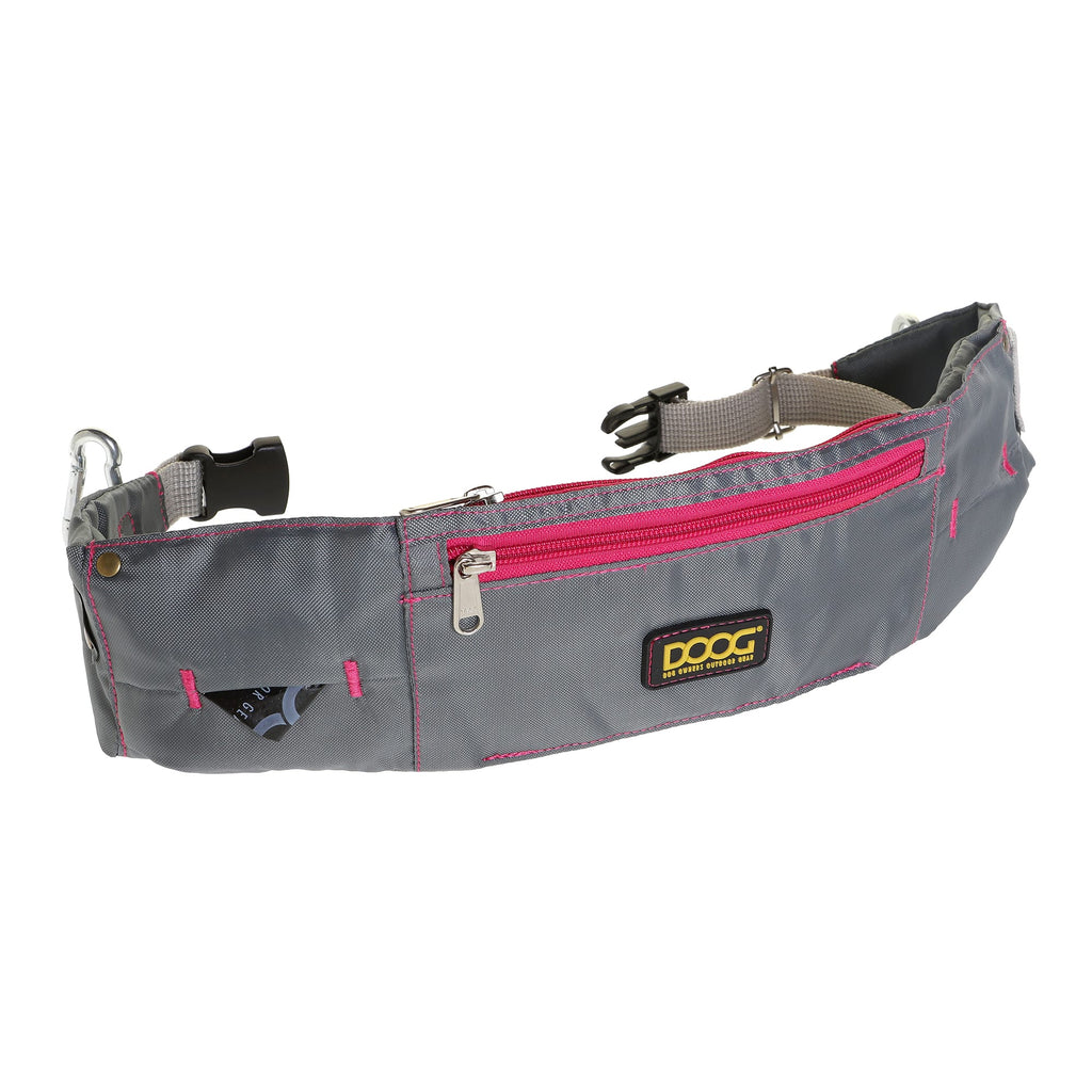 DOOG Walkie Belt Grey/Pink - Hands-Free Dog Walking Belt with Pockets