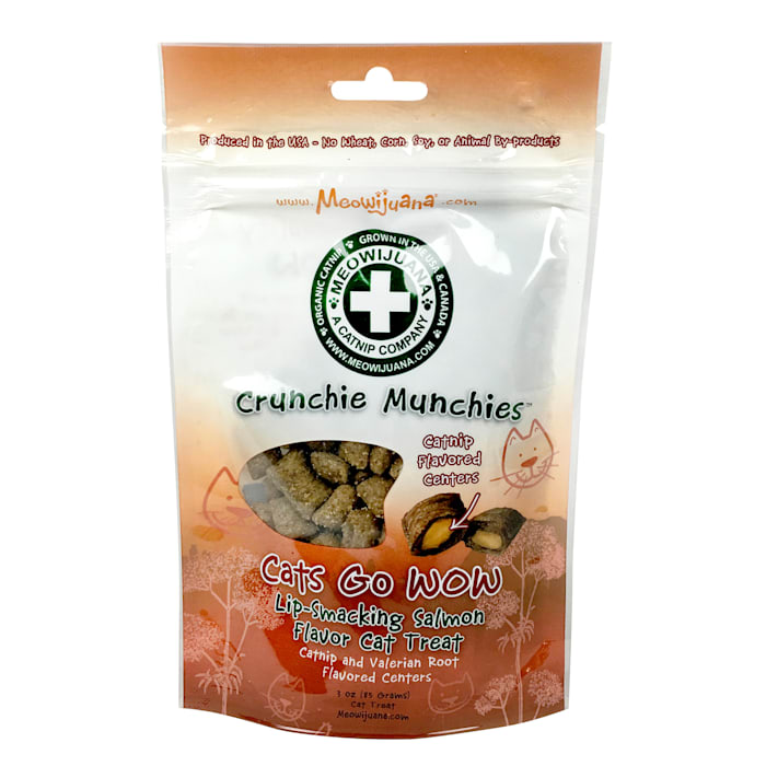 Meowijuana Crunchie Munchie Salmon Cat Treats - 3 oz Bag, Salmon Flavor Catnip Treats