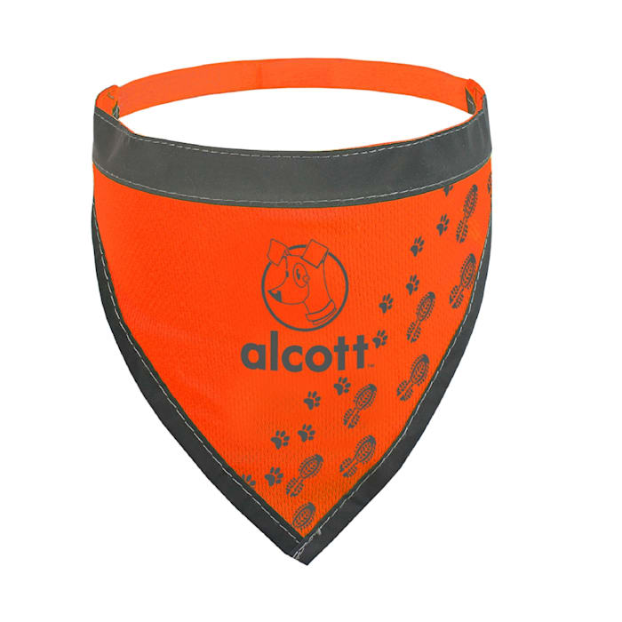 Alcott Visibility Dog Bandana - Large, Neon Orange, Reflective Trim