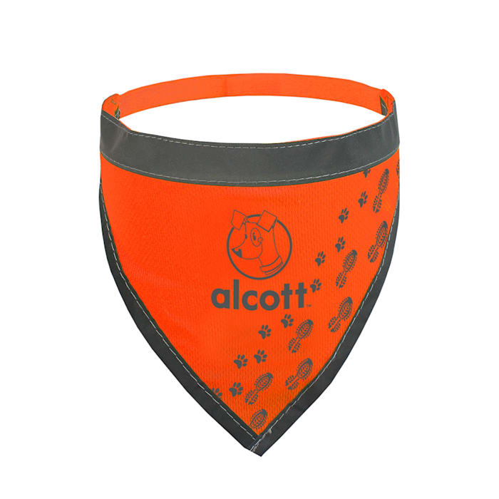 Alcott Essential Visibility Dog Bandana, Neon Orange, Medium, Reflective Trim