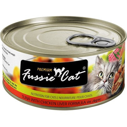 Fussie Cat Premium Tuna with Chicken Liver Grain-Free Canned Cat Food, 2.82 oz Can