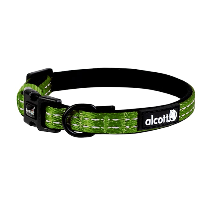 Alcott Adventure Dog Collar - Reflective, Green, Extra Small