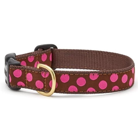 Up Country PBDCQ5W Brown & Pink Dot Pet Collar - Extra Large