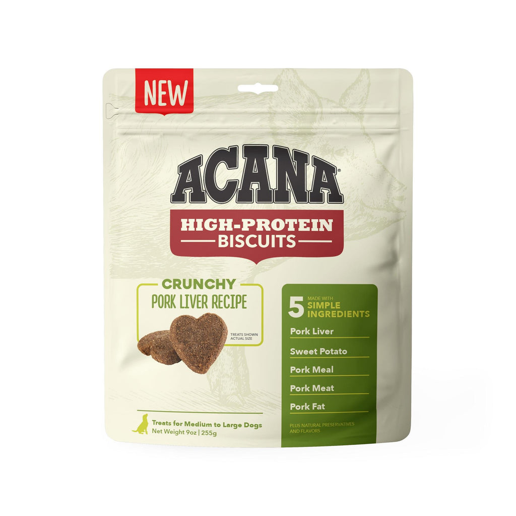 ACANA High-Protein Biscuits Crunchy Pork Liver Recipe - Large Dog Treats, 9 oz