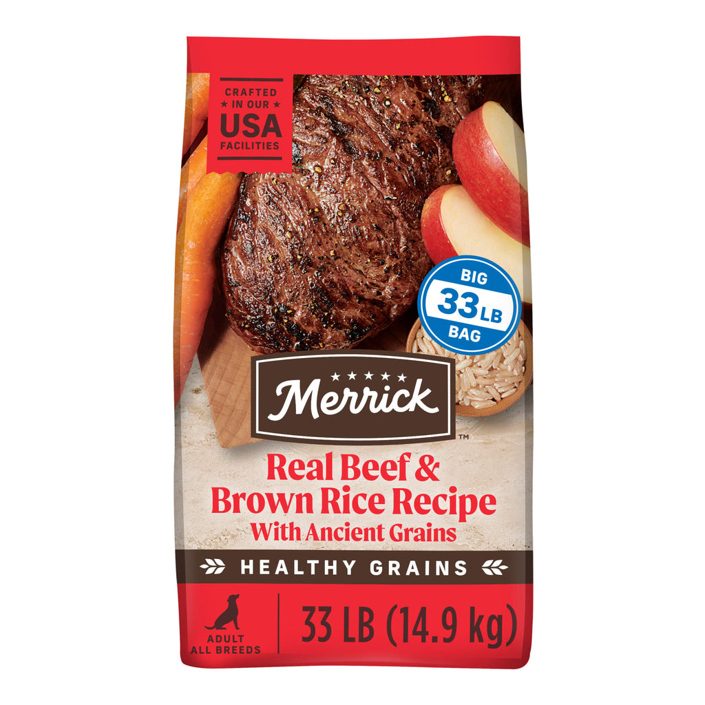 Merrick Classic Healthy Grains Real Beef & Brown Rice Recipe Dry Dog Food, 33 lb Bag
