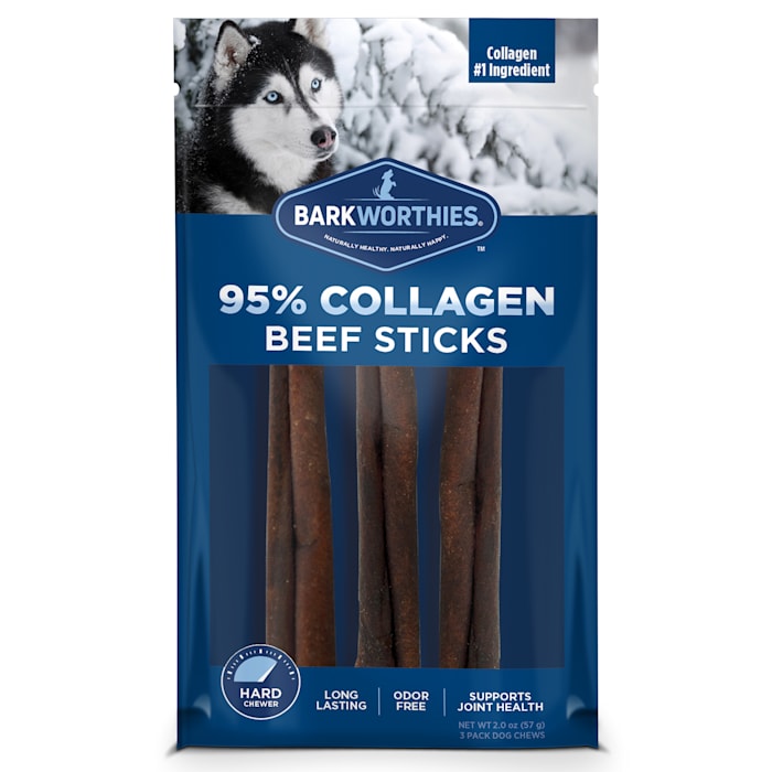 Barkworthies Collagen Beef Stick Dog Treats 6 inch, 3-Pack Grain Free