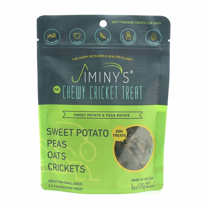 Jiminy's Chewy Cricket Dog Training Treats, Sweet Potato & Pea, 6oz