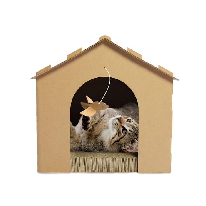 FurHaven Gingerbread House Cat Scratcher Cardboard Cat House Hideout with Catnip