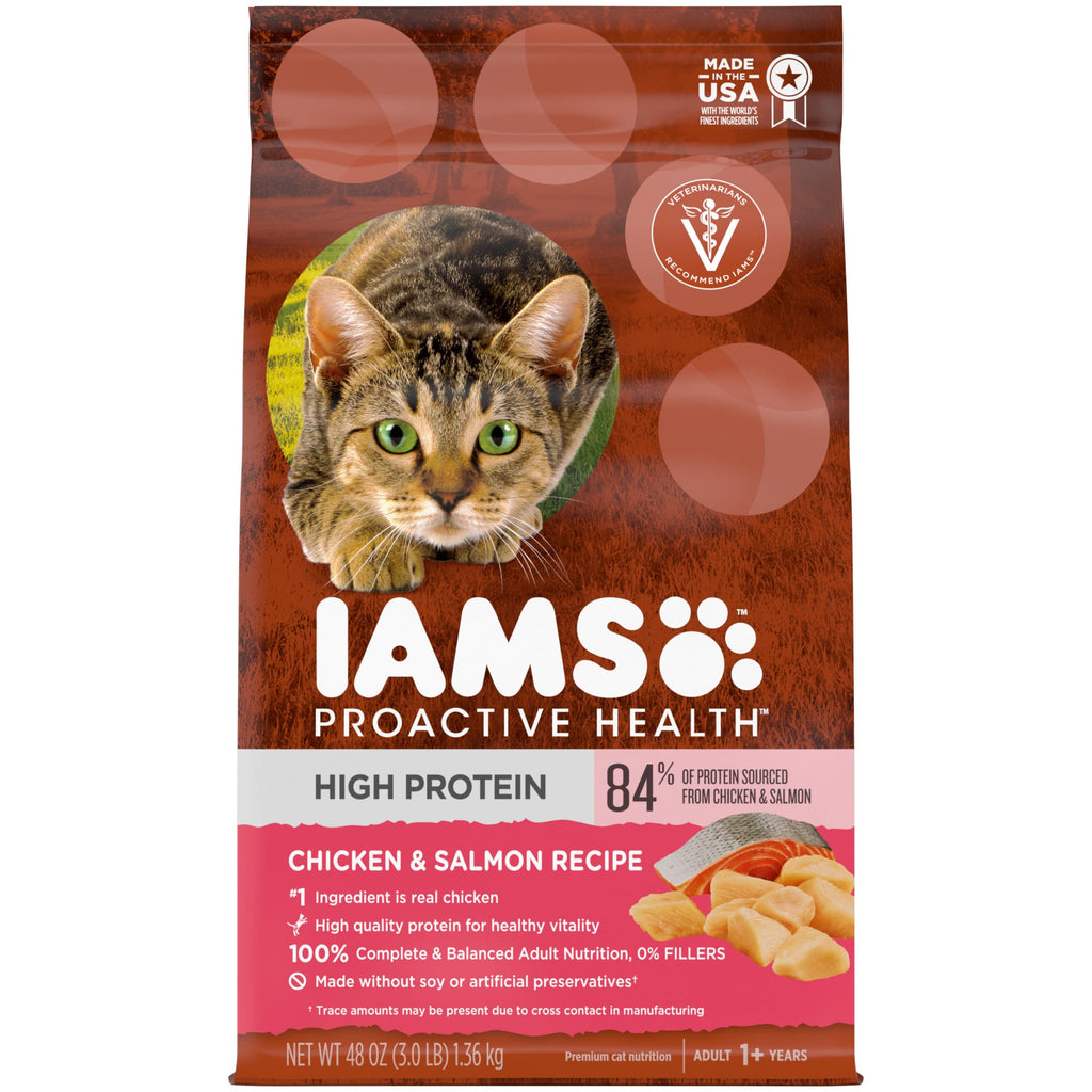 IAMS Proactive Health High Protein Adult Dry Cat Food, Chicken & Salmon, 3 lb Bag