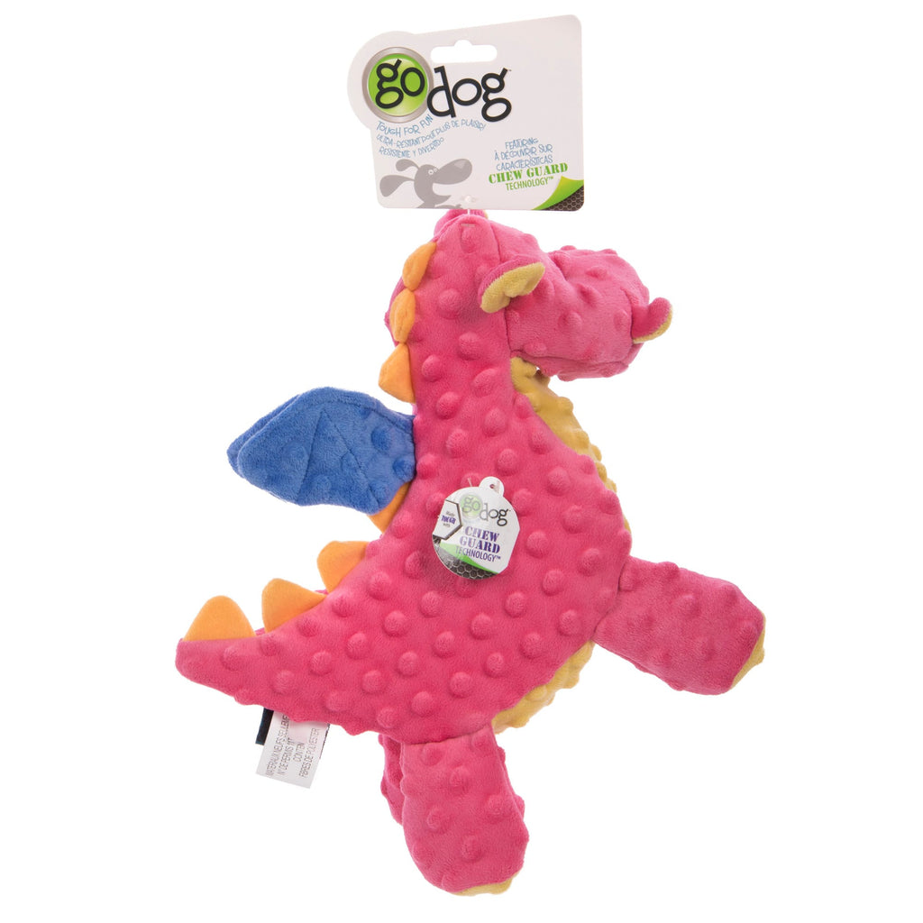 GoDog Dragons Coral Large Dog Toy with Chew Guard