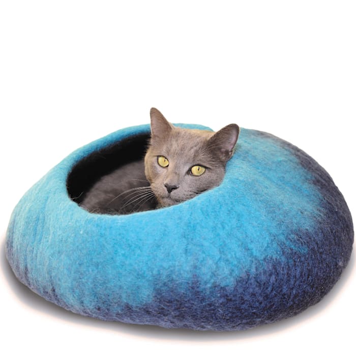 Dharma Dog Karma Cat Ombre Navy & Turquoise Wool Pet Cave...