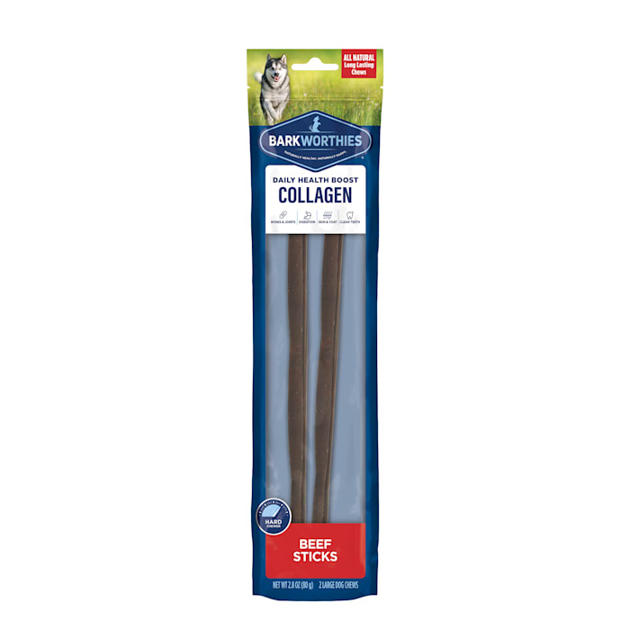 Barkworthies Collagen Beef Sticks Dog Treats, 12 Inch, 2-Pack, Grain Free