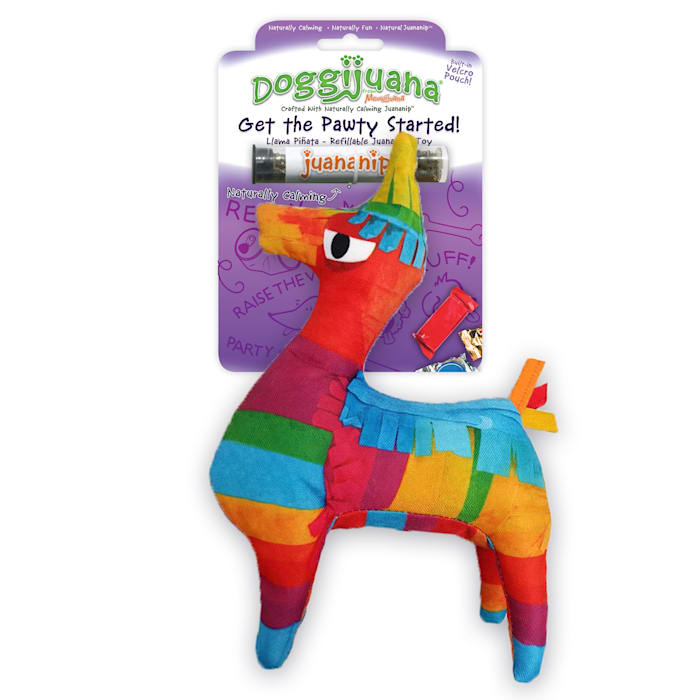 Doggijuana Get the Pawty Started Refillable Llama Pinata Dog Toy, Large