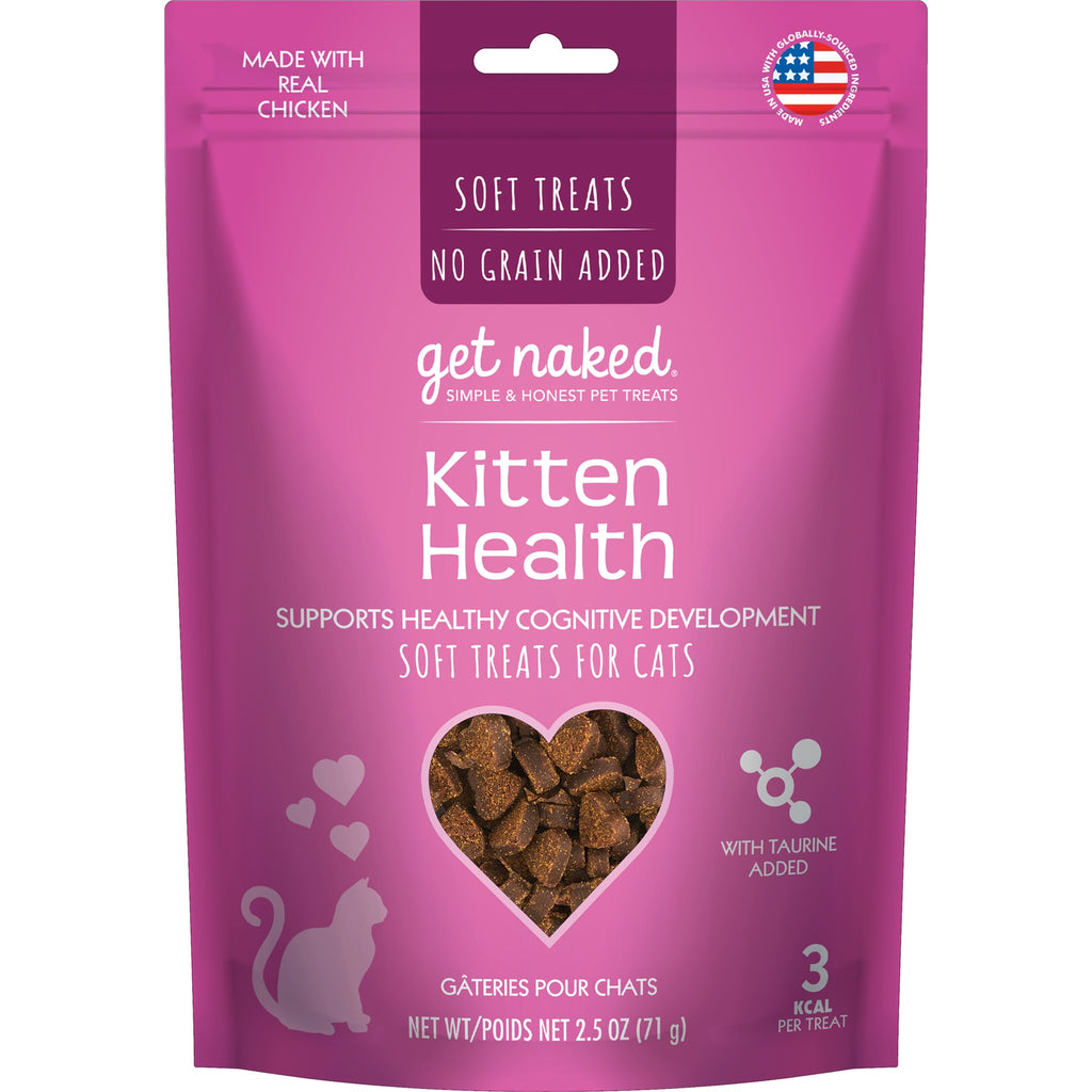Get Naked Kitten Health Soft Treats - DHA Omega-3, Grain-Free, Real Chicken, 2.5 oz Pouch