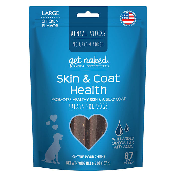 Get Naked Dental Chew Sticks Dog SKIN & COAT HEALTH LARGE...