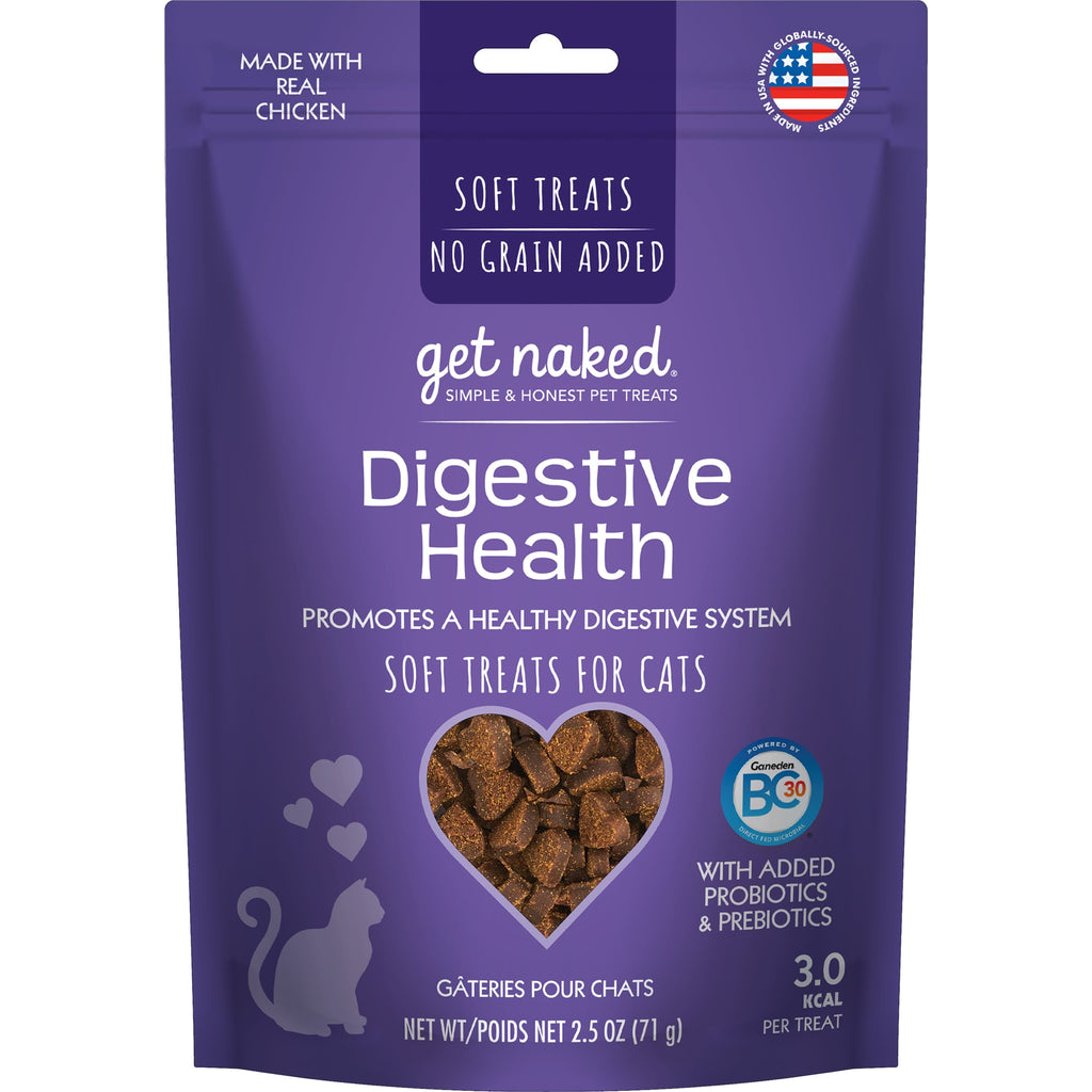 Get Naked Cat Treats: Digestive Health, Soft, Chicken Flavor, 2.5 oz Pouch