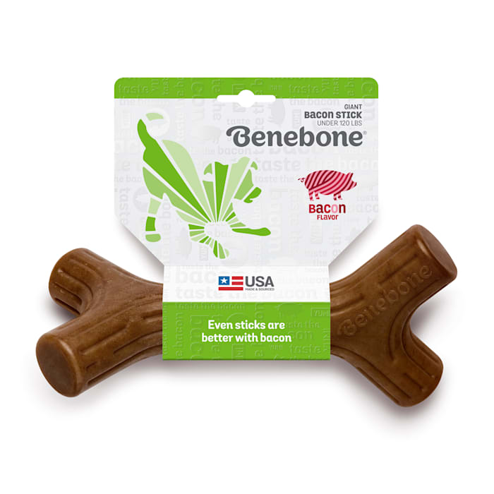 Benebone Bacon Stick Giant Dog Chew Toy - Durable Bacon Flavored Wishbone for Aggressive Chewers