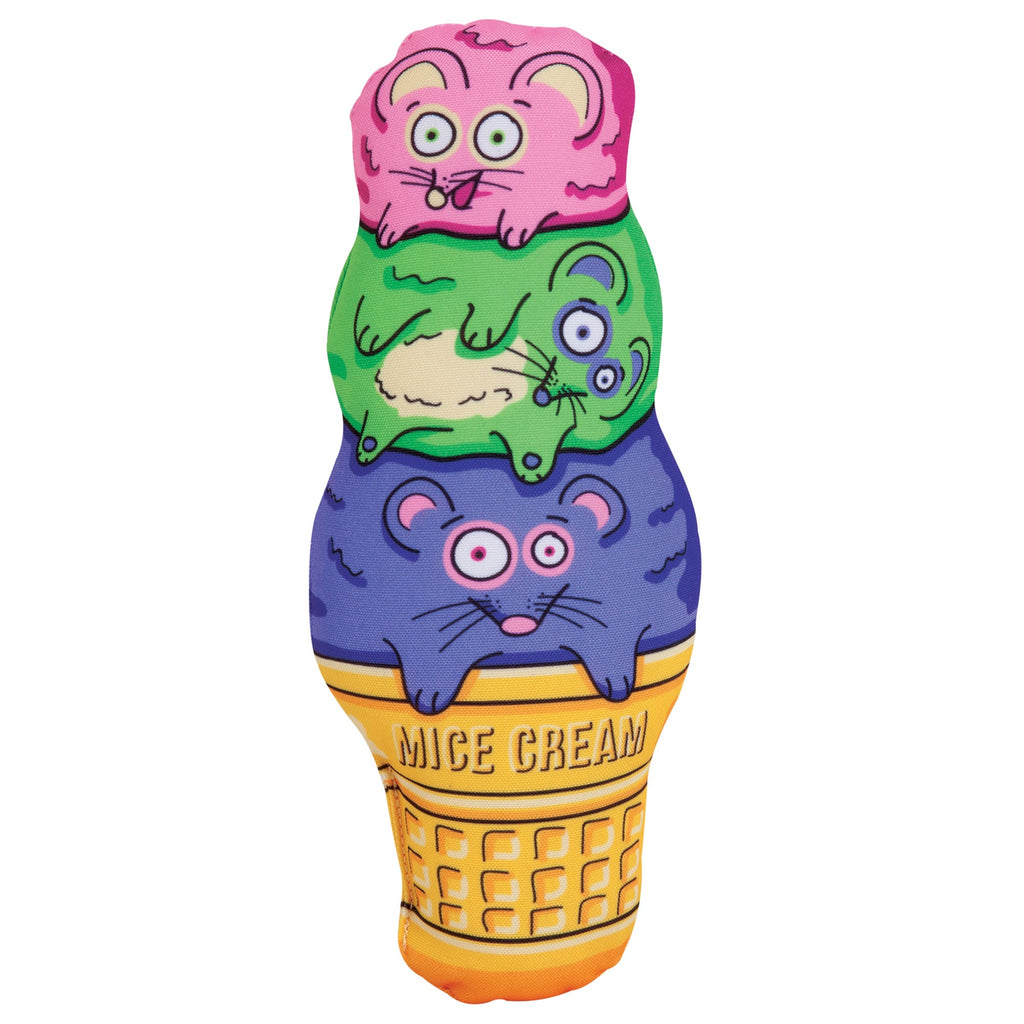 FAT CAT Kitty Kickz Mice Cream Cone Cat Toy - Catnip Kicker