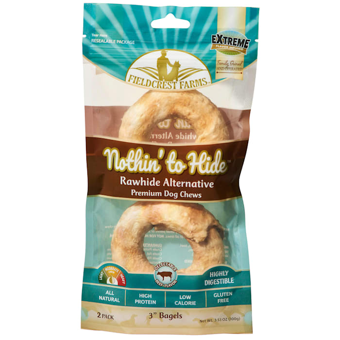 Fieldcrest Farms Nothin' to Hide Bagel Dog Treats - Beef Flavor, 3 inch, 2-Pack - Rawhide Alternative