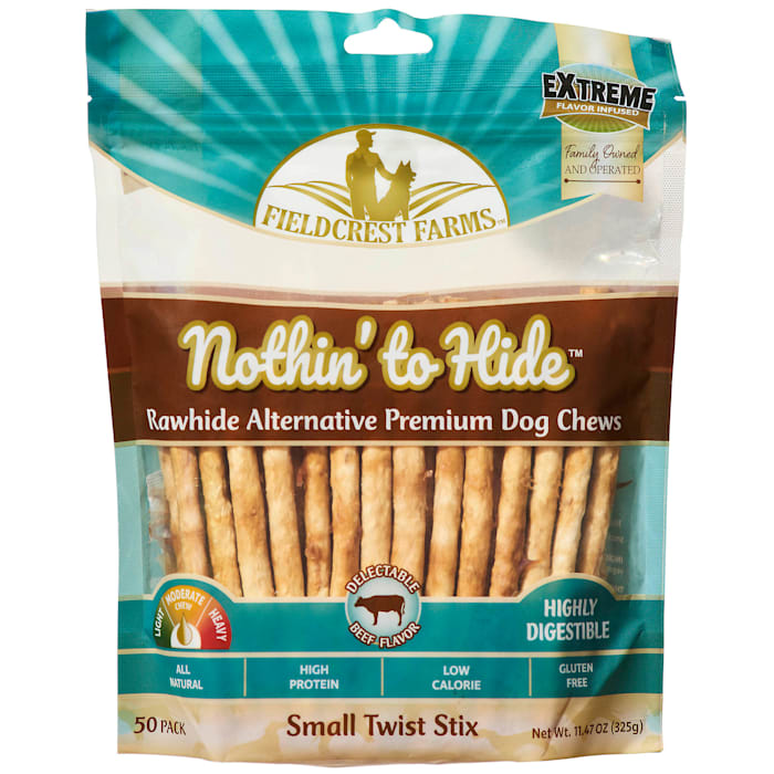 Fieldcrest Farms Nothin' to Hide Twist Stix - Beef Flavor - Rawhide Alternative Dog Chews - Small Dogs - 50 Count