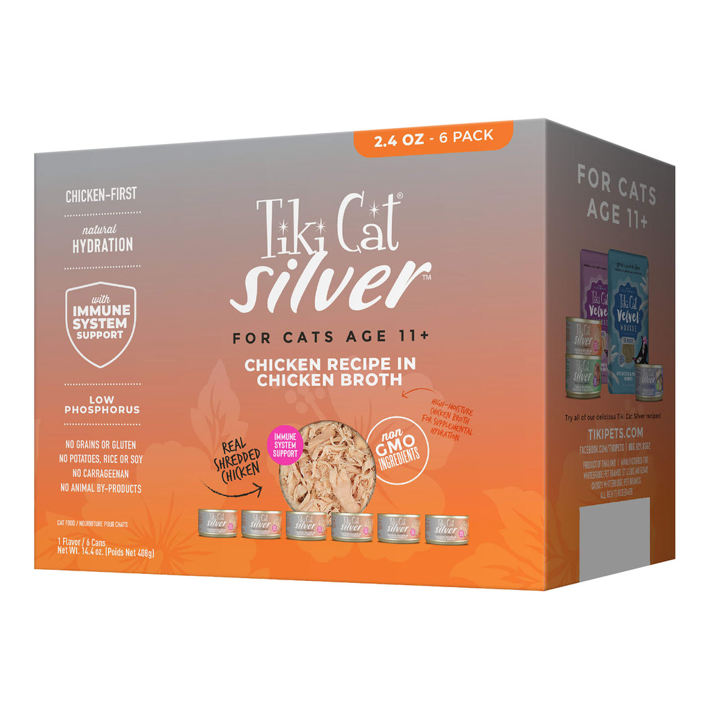 Tiki Cat Silver Chicken Recipe Senior Wet Cat Food, 2.4 oz Can (Case of 6)