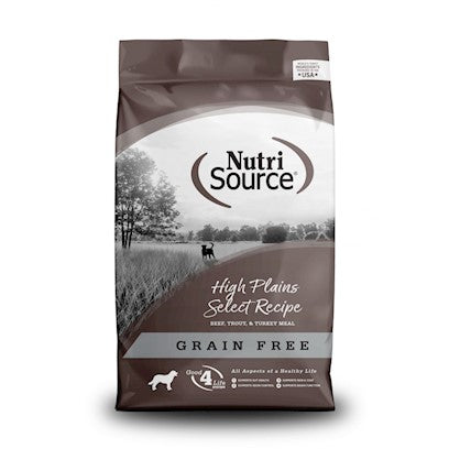 NutriSource Grain Free High Plains Select Dog Food - Beef, Trout & Turkey - 15 lb Bag
