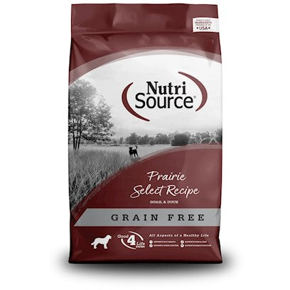 NutriSource Grain-Free Prairie Select Dry Dog Food - Quail Recipe - 30 lb Bag