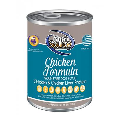 NutriSource Grain Free Chicken Canned Dog Food, 13 oz - 12 Pack