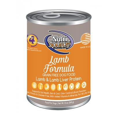 NutriSource Grain Free Lamb Recipe Canned Dog Food, 13 oz Can (Single)