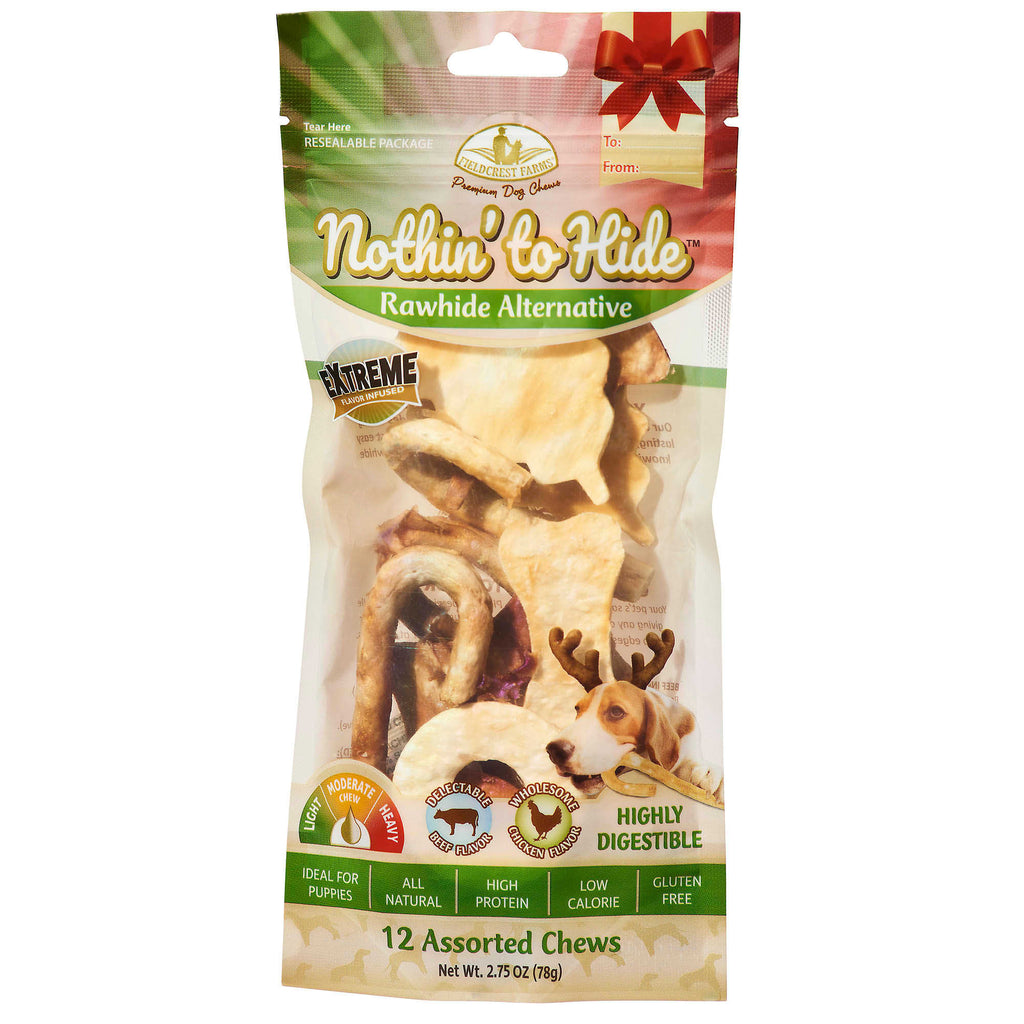 Nothin' to Hide Holiday Assorted Dog Chews - Chicken & Beef - Small 12 Pack
