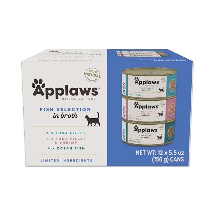 Applaws Natural Wet Cat Food Fish Selection in Broth, 12 x 5.5oz Cans