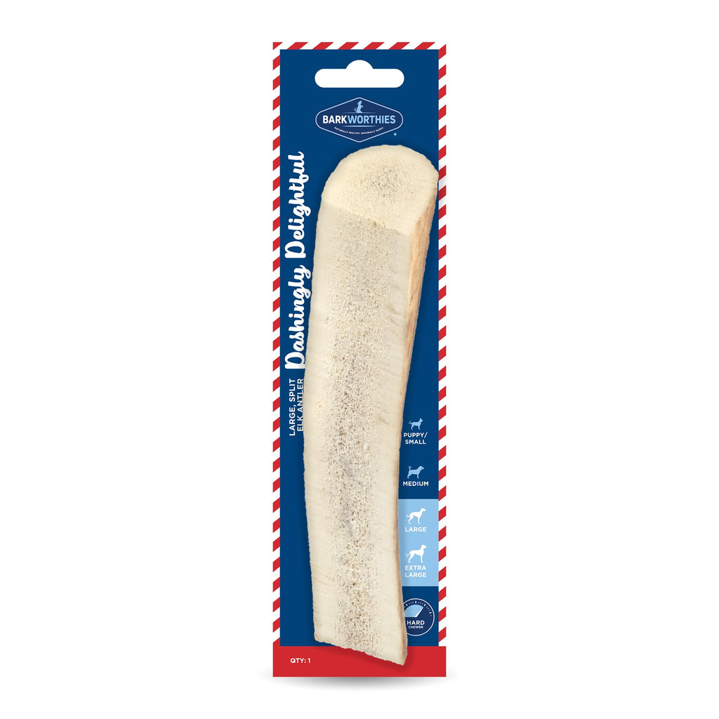 Barkworthies Large Split Elk Antler Treat for Dogs, 5 oz.