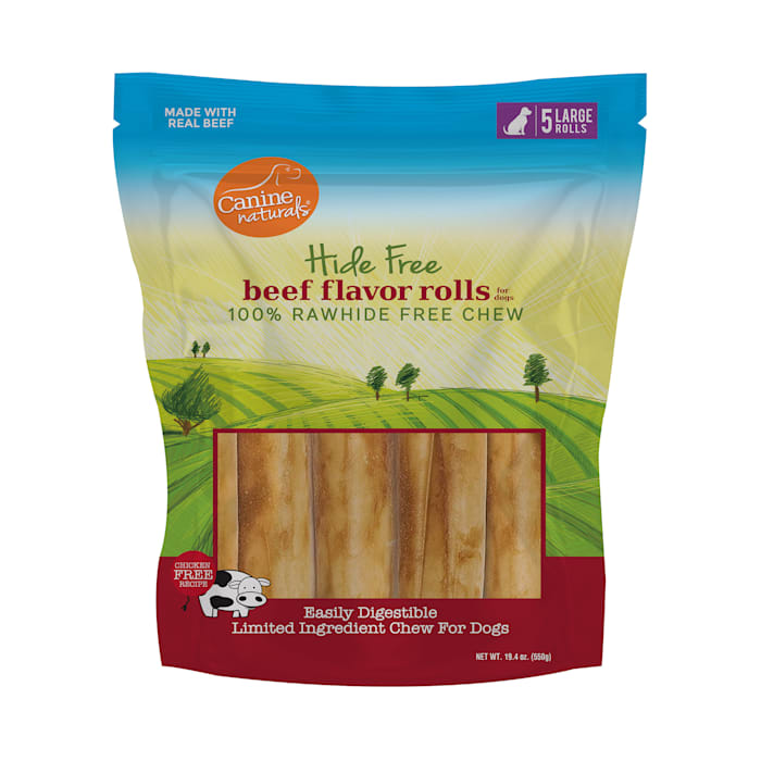 Canine Natural Hide Free 7  Beef Large Roll 5Pk