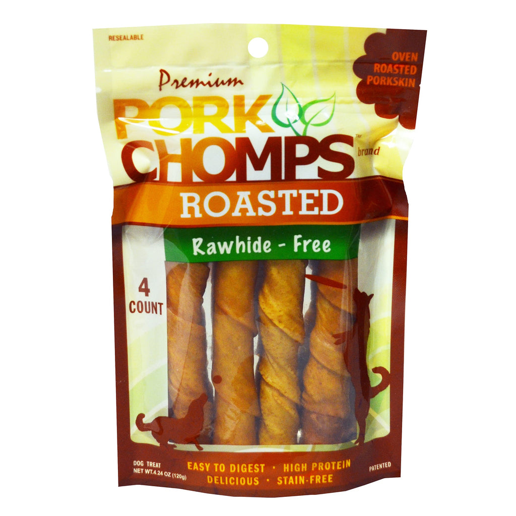 Pork Chomps Large Twists  Roasted  4 ct