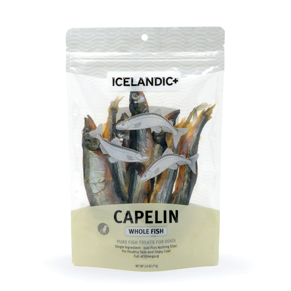 Icelandic+ Capelin Whole Fish Dog Treats - Single Ingredient, 2.5 oz Bag