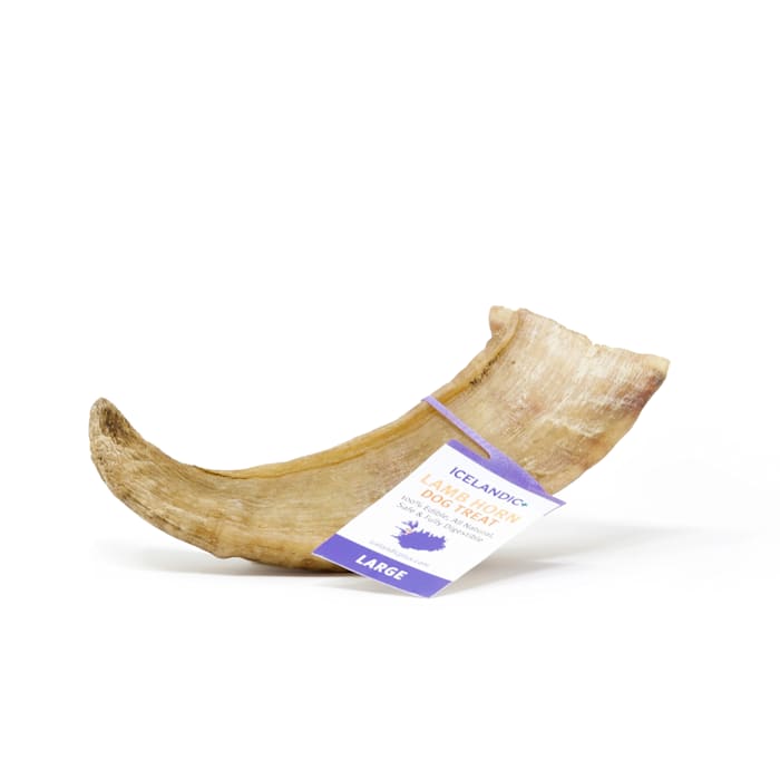 Icelandic+ Lamb Horn Large Dog Chew - All Natural, Long Lasting Treat